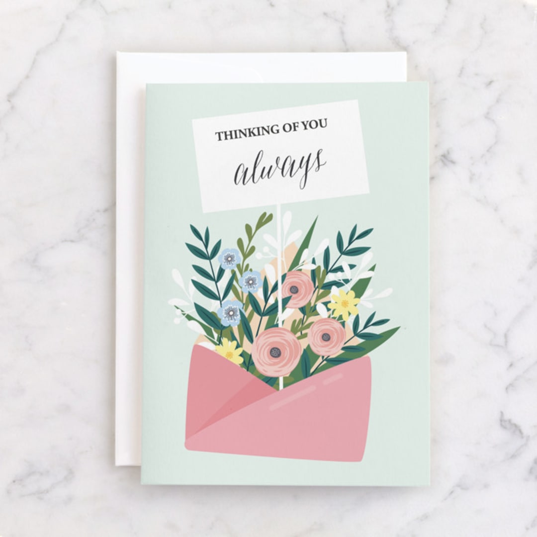 "Thinking of You Always" - Single Greeting Cards in Mint by Oma N. Ramkhelawan - Front