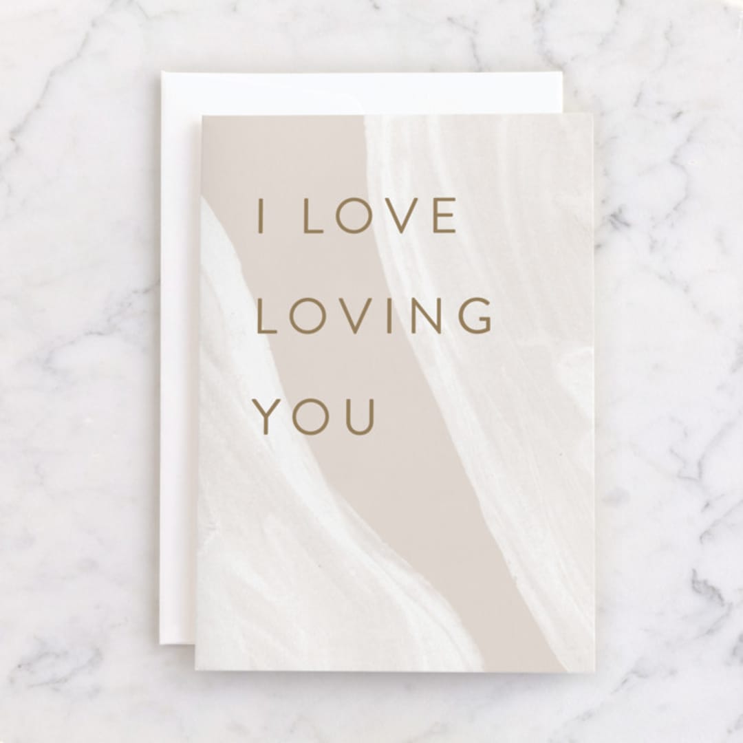 "Loving You" - Single Greeting Cards in Beige by Pixel and Hank - Front