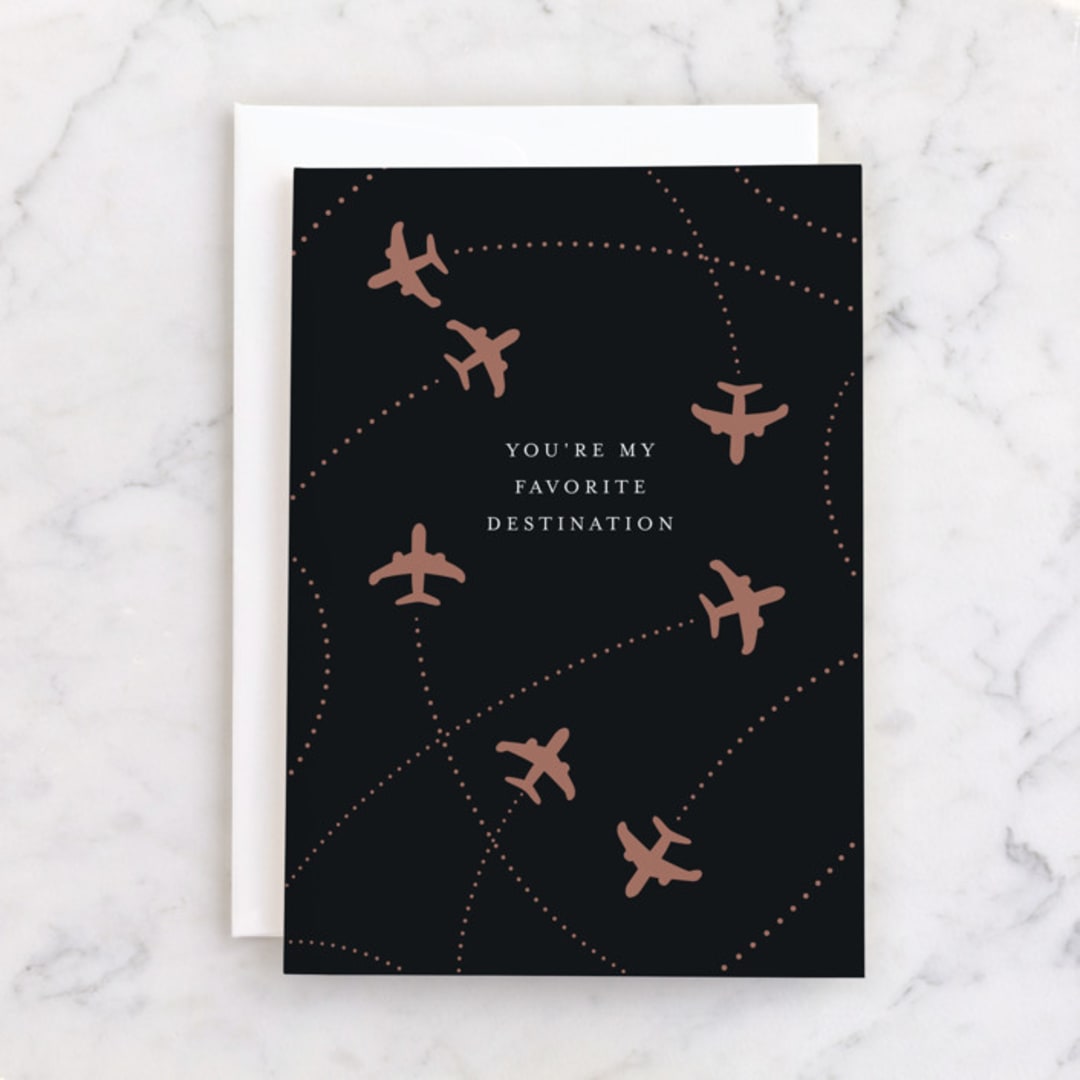 "Flight Path" - Single Greeting Cards in Midnight by Katharine Watson - Front