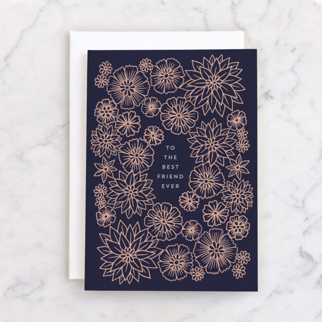"Best Friend Ever" - Single Greeting Cards in Navy by Katharine Watson - Front