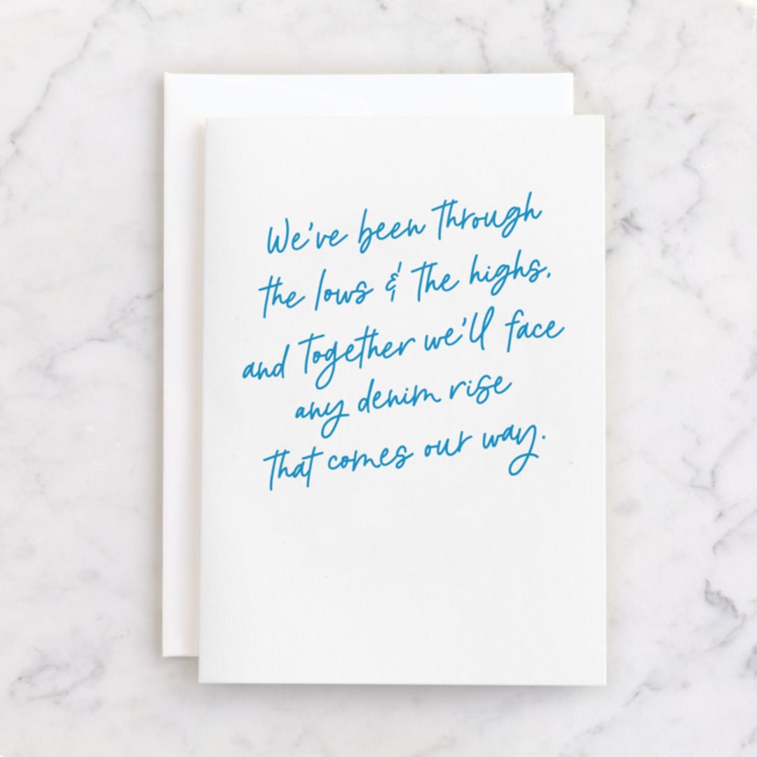 "Perfect Fit" - Single Greeting Cards in Azure by Lea Delaveris - Front