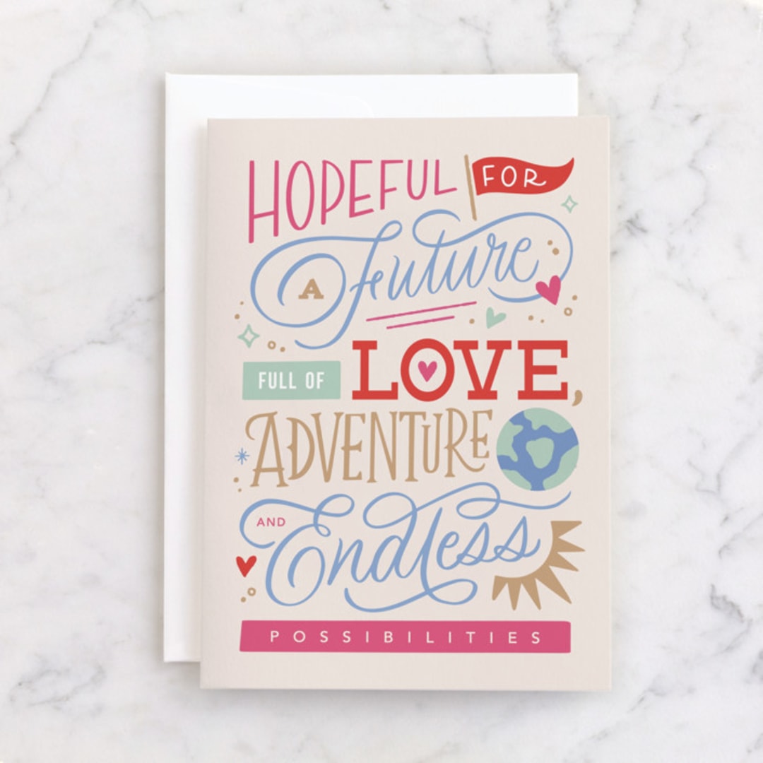 "Endless Possibilities" - Single Greeting Cards in Coral by Kristen Smith - Front