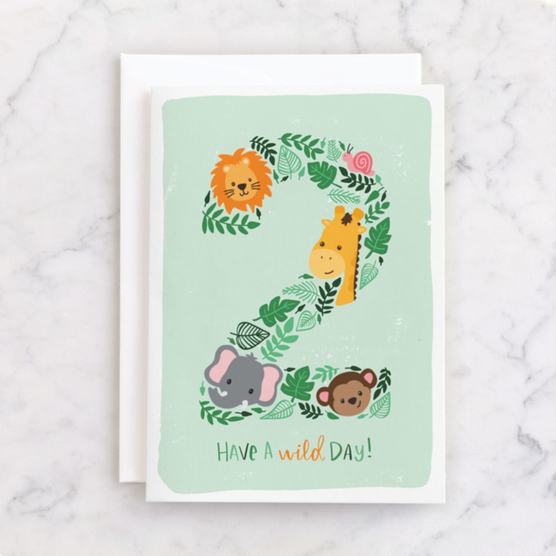 "Wild day!" - Single Greeting Cards in Mint by Megan Cash - Front