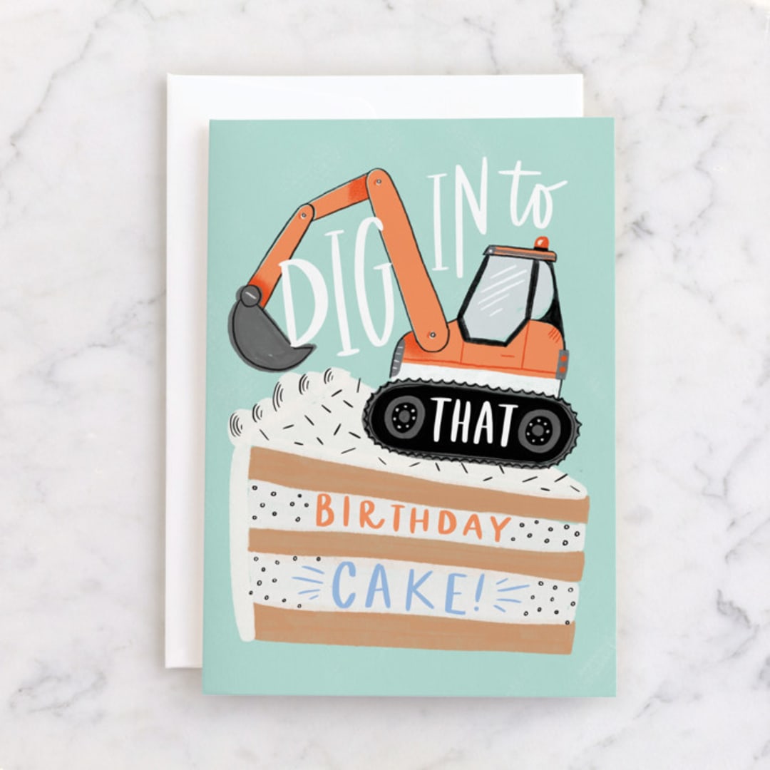 "Digger Cake" - Single Greeting Cards in Mint by Alethea and Ruth - Front