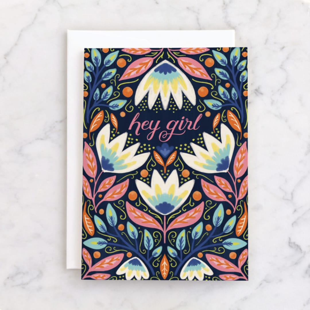 "Hey girl" - Single Greeting Cards in Colorful by Noonday Design - Front
