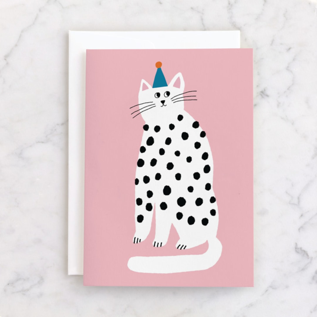 "Purrrfect Birthday" - Single Greeting Cards in Bubblegum by Lena Erysheva - Front