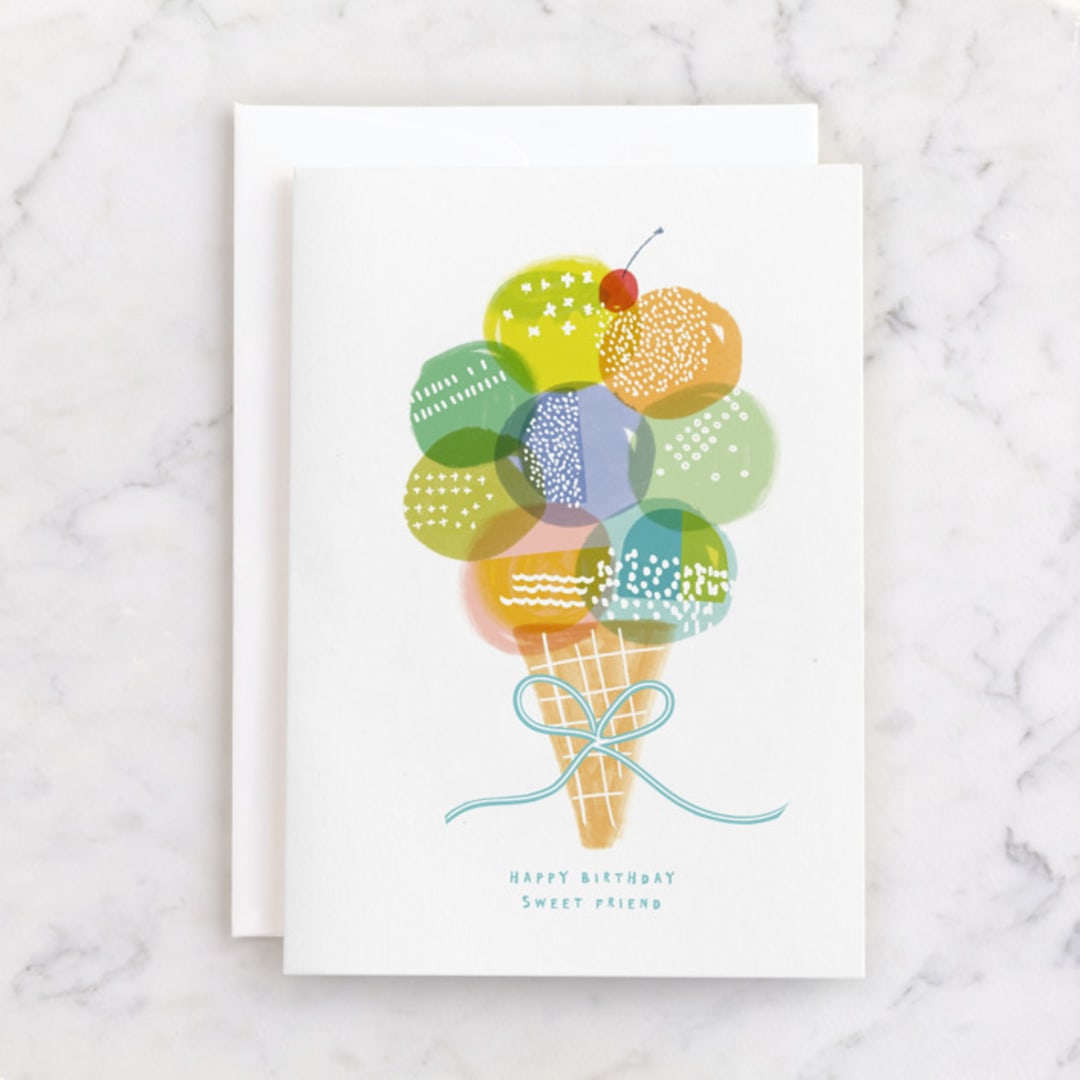 "sweet friend ice cream" - Single Greeting Cards in Sea by Ariel Rutland - Front