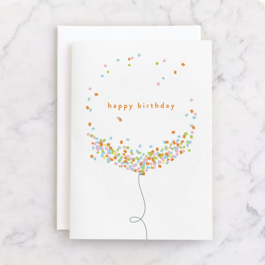 "Confetti Balloon" - Single Greeting Cards in Colorful by Faith Dorn - Front