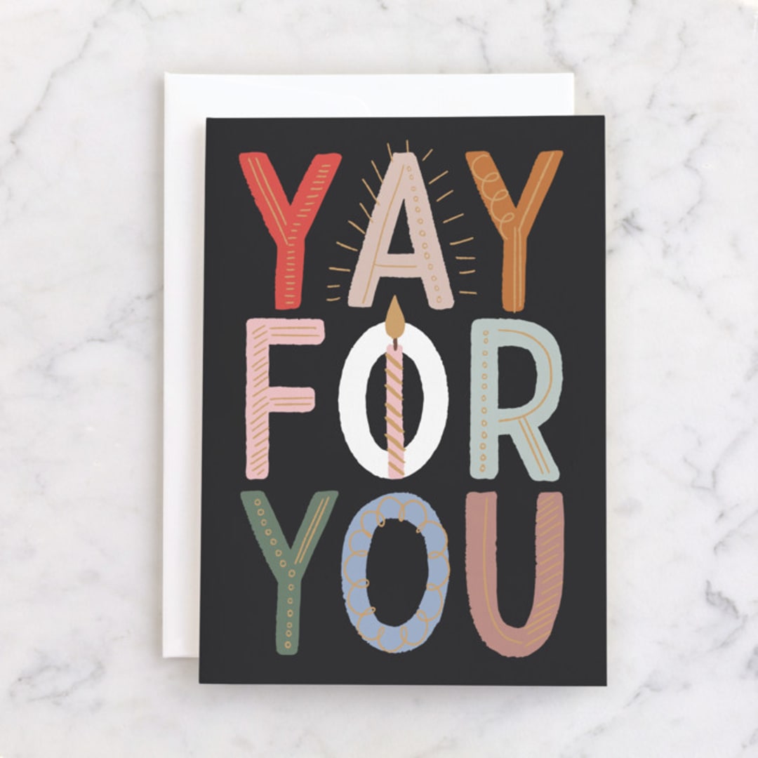 "Yay for you!" - Single Greeting Cards in Ink by Alethea and Ruth - Front