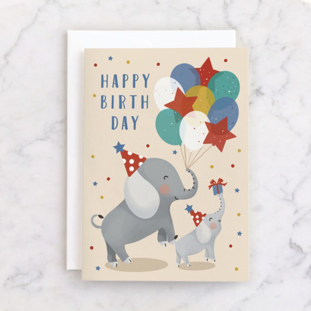"birthday elephants" - Single Greeting Cards in Colorful by Christy Hy Lee - Front