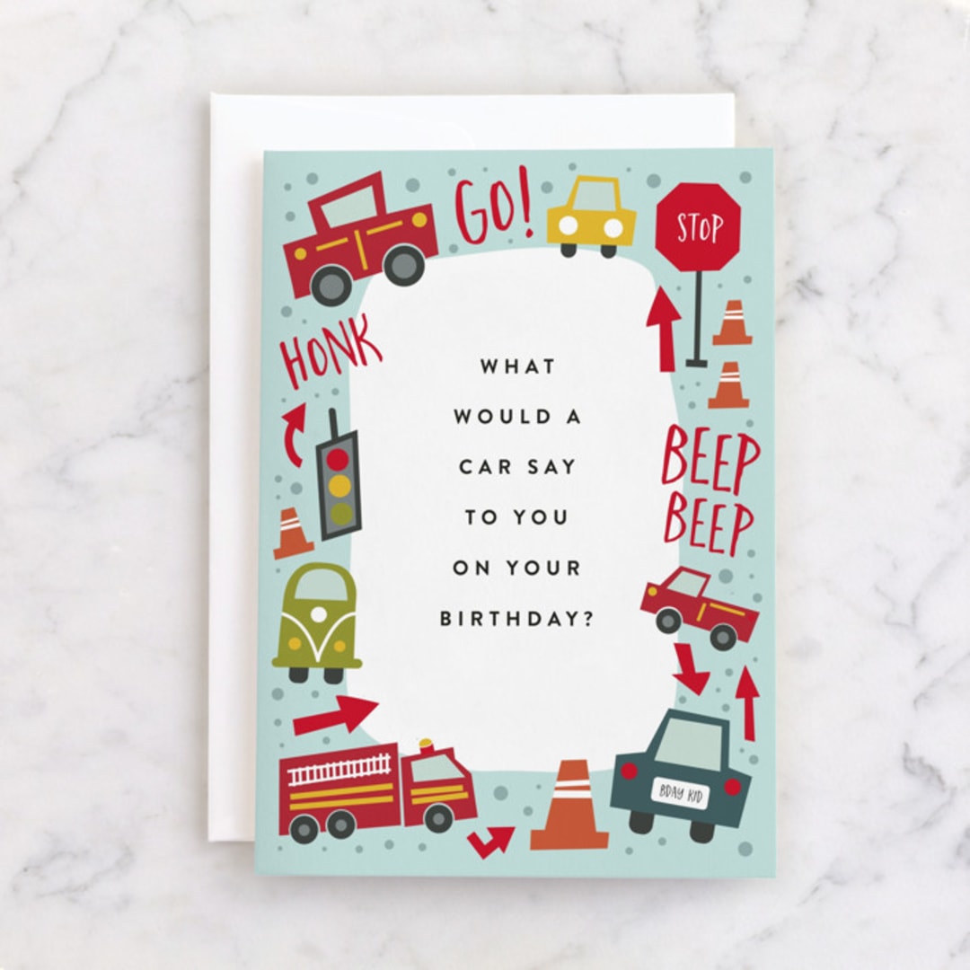 "Wheelie Great" - Single Greeting Cards in Aqua by Amy Payne - Front