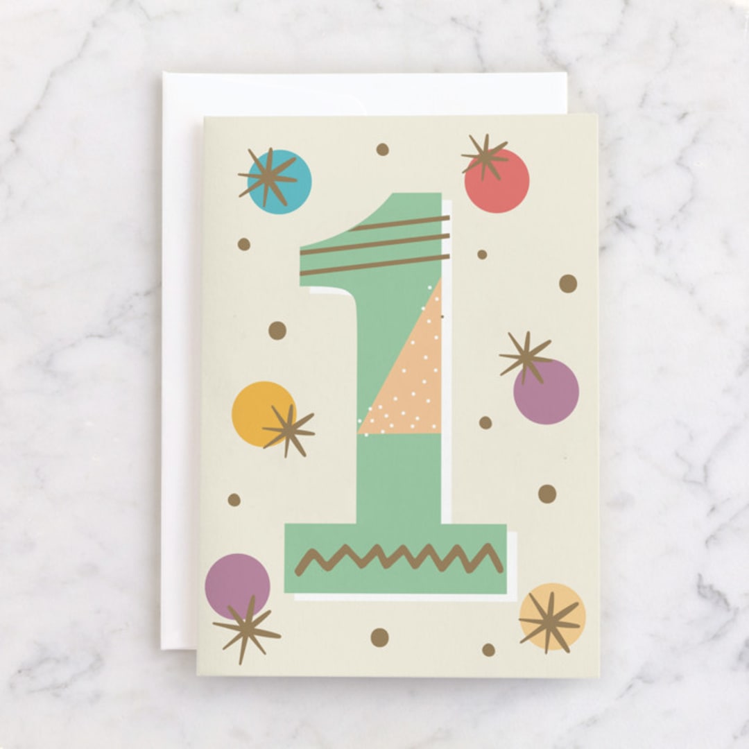 "Mod One" - Single Greeting Cards in Champagne by Oma N. Ramkhelawan - Front