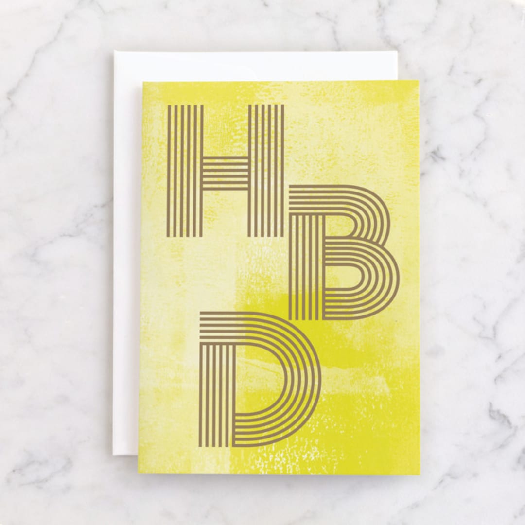 "HBD" - Single Greeting Cards in Sunshine by Anna Elder - Front