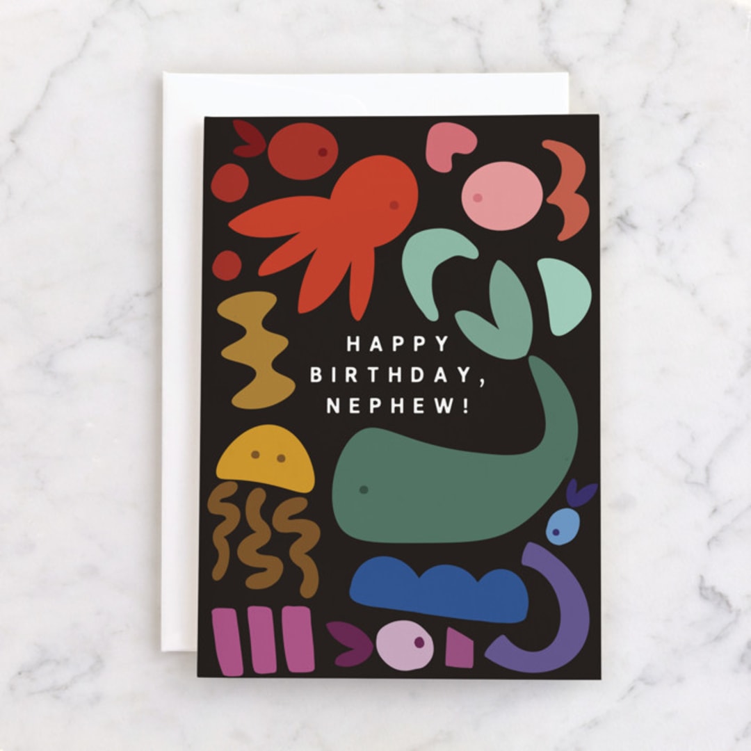 "Underwater Shapes" - Single Greeting Cards in Slate by Morgan Kendall - Front