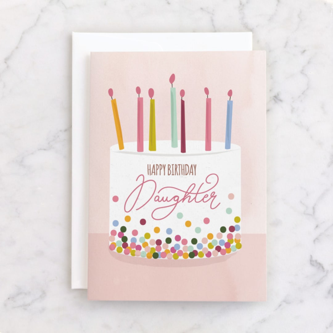 "Confetti" - Single Greeting Cards in Blush by Teju Reval - Front
