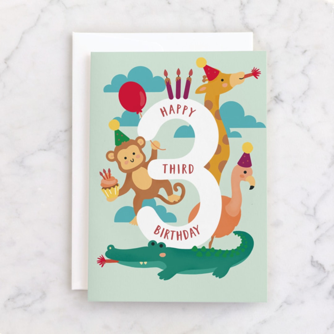 "safari animals" - Single Greeting Cards in Seafoam by Christy Hy Lee - Front