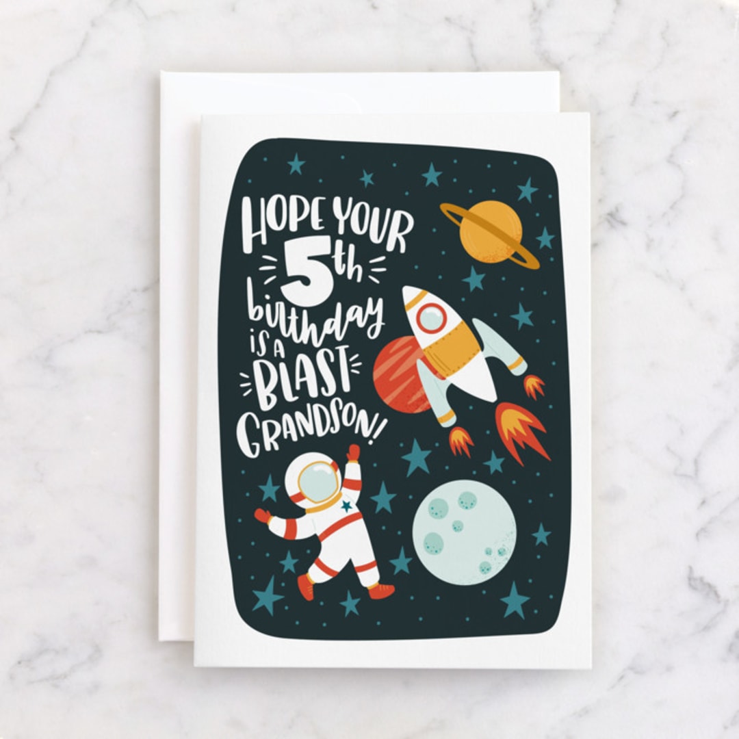 "Hope Your Birthday is a BLAST" - Single Greeting Cards in Midnight by Erin Williams Licensed Art - Front