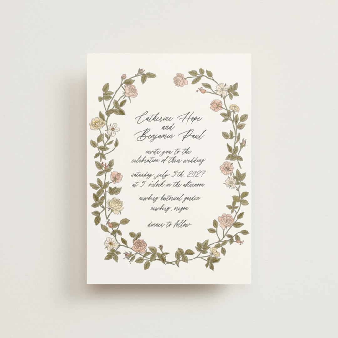 "Vintage Roses" - Wedding Invitations in Snow by Tara Grangroth - Front