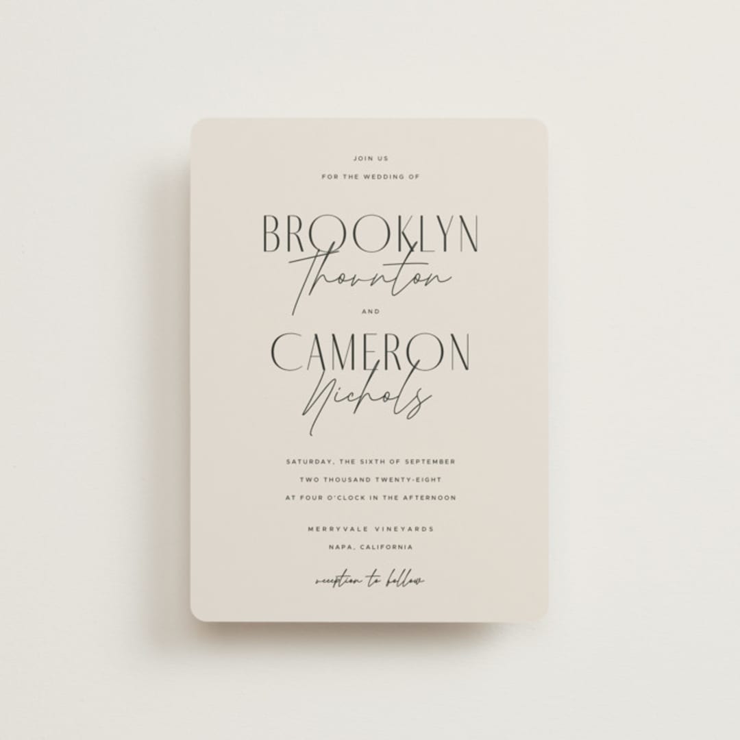 "Arabilla Overlap" - Wedding Invitations in Linen by Kelly Schmidt - Front