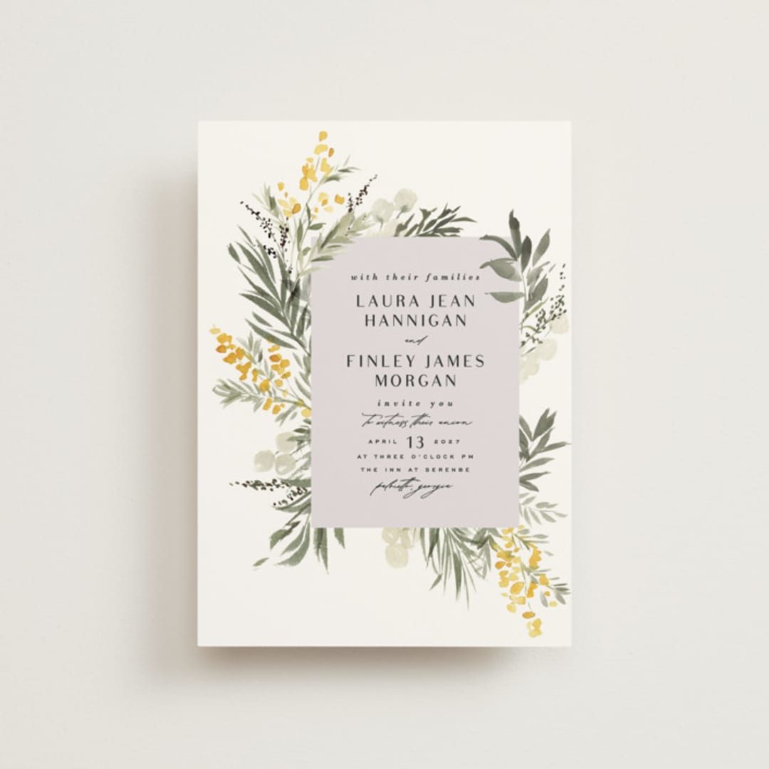 "mimosa" - Wedding Invitations in Dandelion by Everett Paper Goods - Front