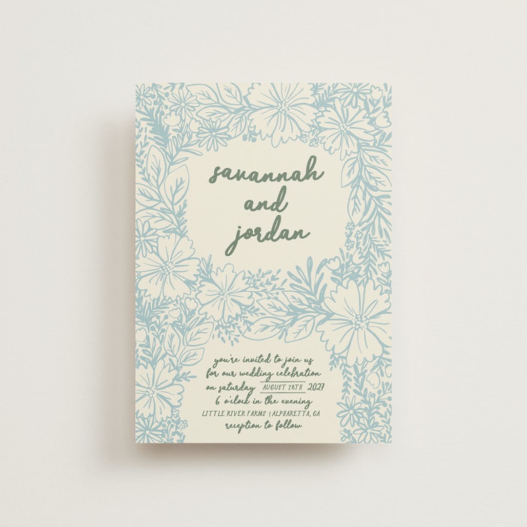 "Bloom" - Wedding Invitations in Waterfall by Kelly Watkins - Front