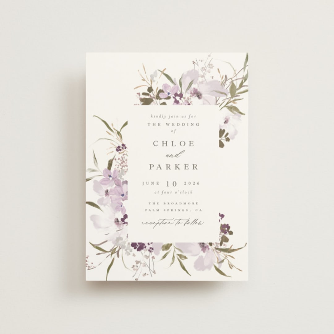 "Meadow Burst" - Wedding Invitations in Lilac by Grace Kreinbrink - Front