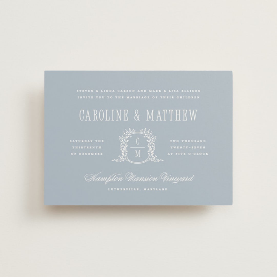 "Hartford" - Wedding Invitations in Powder by Erin L. Wilson - Front