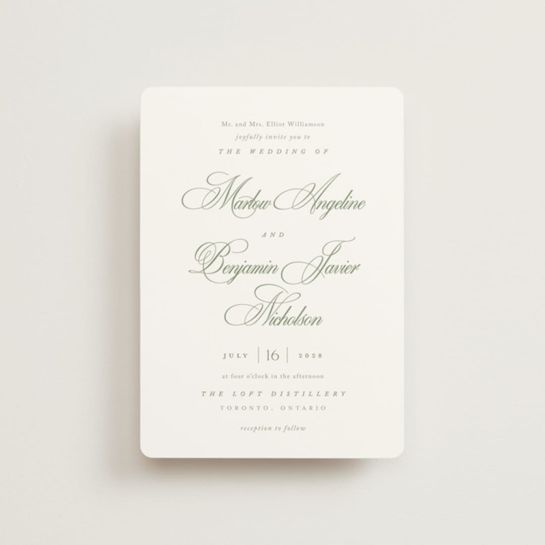 "Chic Script" - Wedding Invitations in Garden by Kelly Schmidt - Front