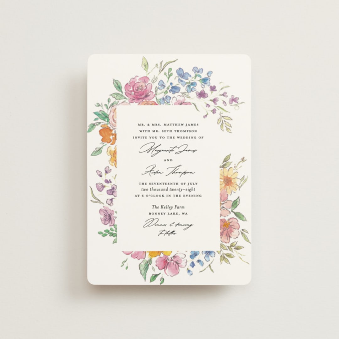 "Floral Pop" - Wedding Invitations in Tropical by Itsy Belle Studio - Front