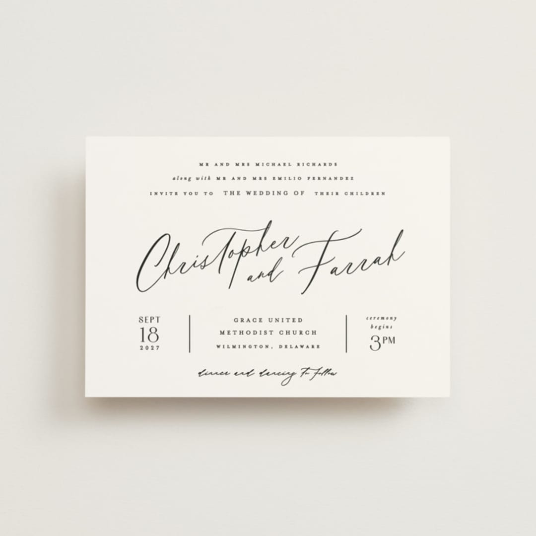 "Beautifully Scripted" - Wedding Invitations in Pearl by Hooray Creative - Front