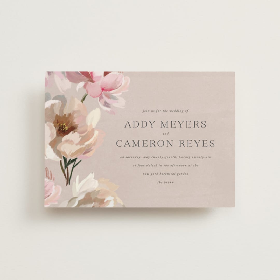 "Chalk Floral" - Wedding Invitations in Dove by Olivia Kanaley Inman - Front