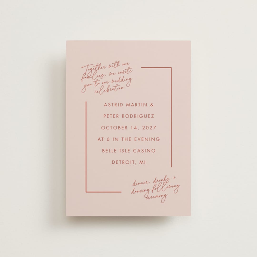 "Jot" - Wedding Invitations in Peach Cream by Snow and Ivy - Front