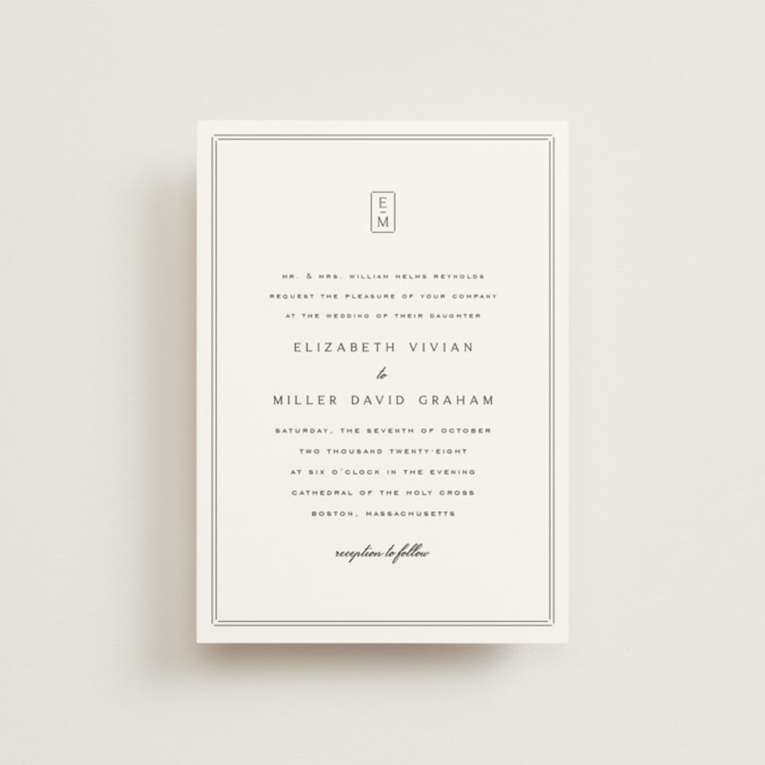 "Stripe Bevel" - Wedding Invitations in Salt by Amy Kross - Front