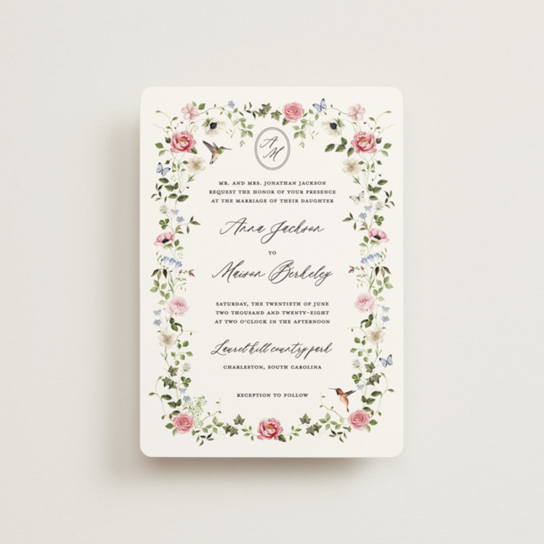 "Ornate" - Wedding Invitations in Peony by Sarah Knight - Front