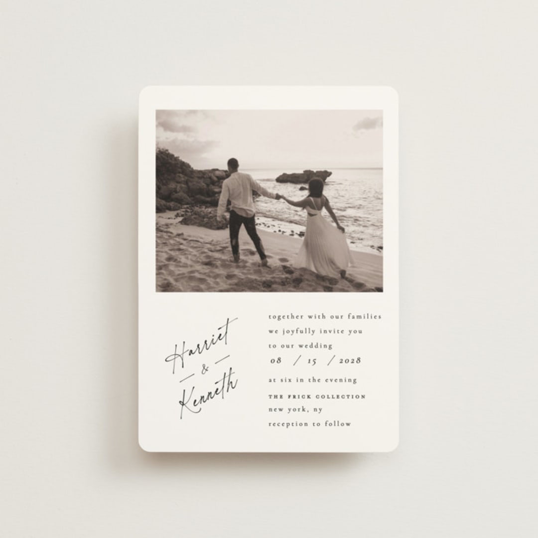 "Scripted Elegance" - Wedding Invitations in Linen by Ana de Sousa - Front