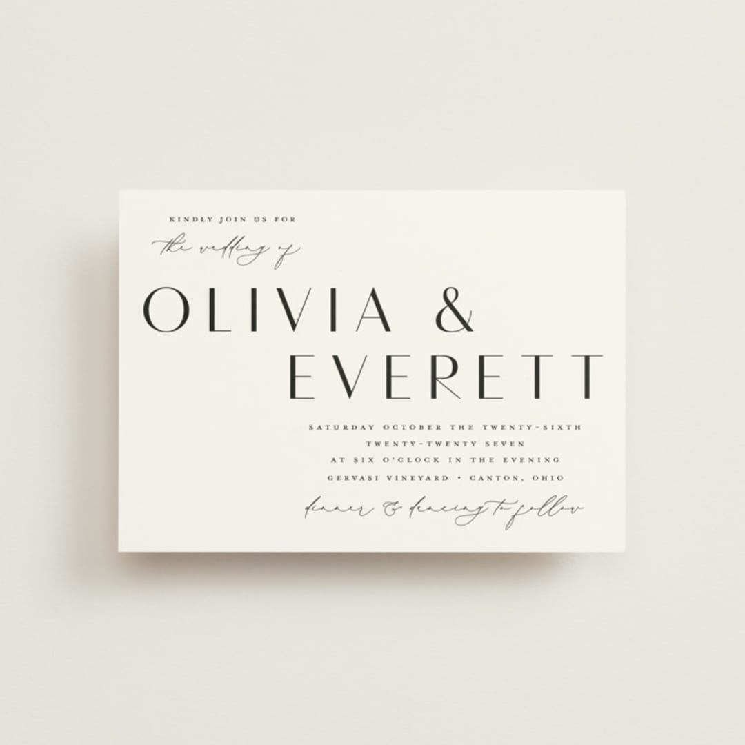 "Modern Classic Names" - Wedding Invitations in Onyx by Emily Betts - Front