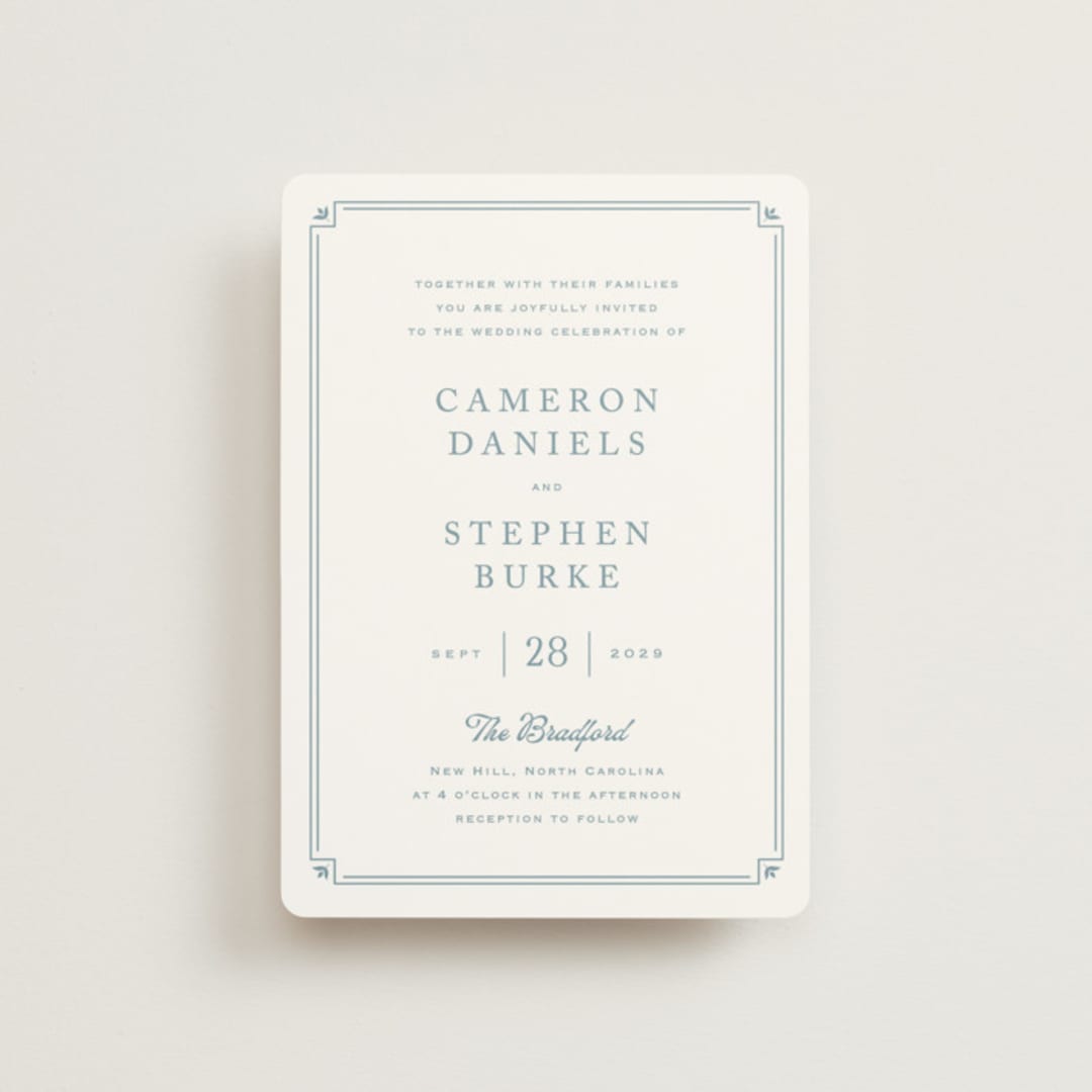 "Fleur Corner" - Wedding Invitations in French Blue by Carolyn MacLaren - Front