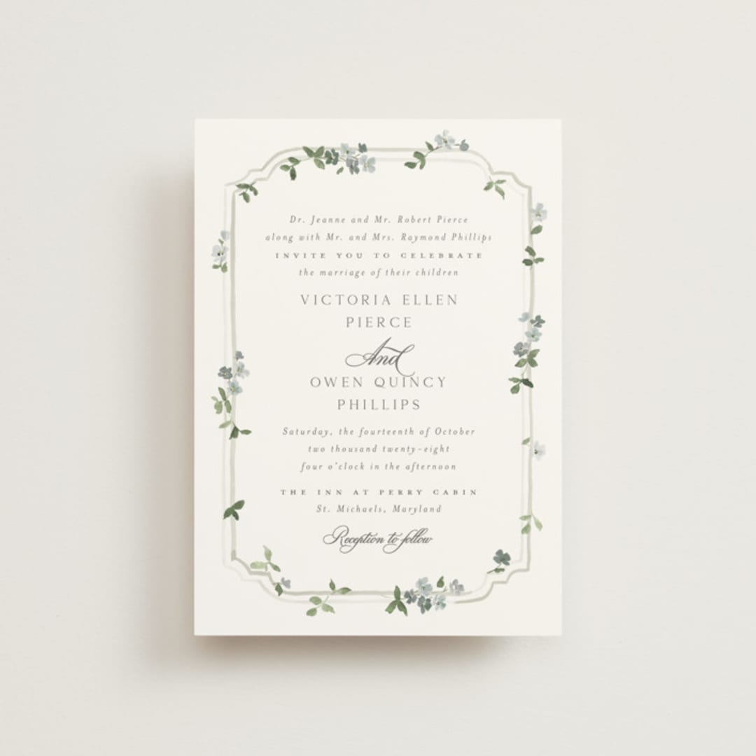 "Wistful" - Wedding Invitations in Mist by Everett Paper Goods - Front