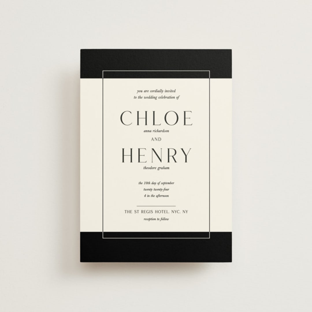 "Simple Elegance" - Wedding Invitations in Onyx by Monika Konieczna - Front