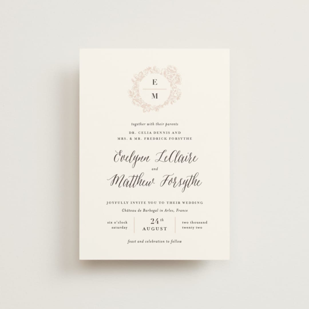 "French Roses" - Wedding Invitations in Blush by 2birdstone - Front
