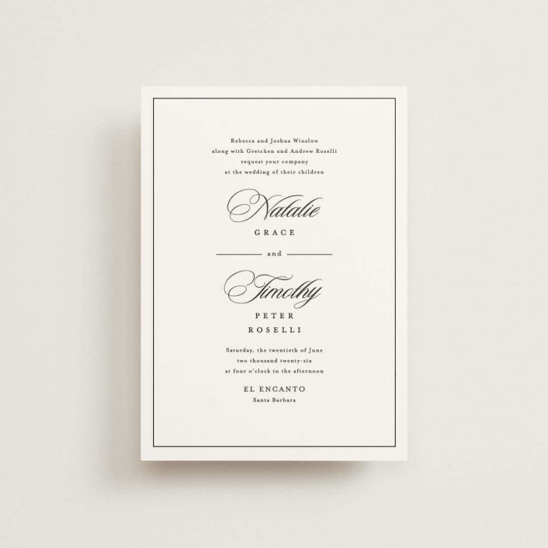 "Sincerity" - Wedding Invitations in Noir by Kimberly FitzSimons - Front