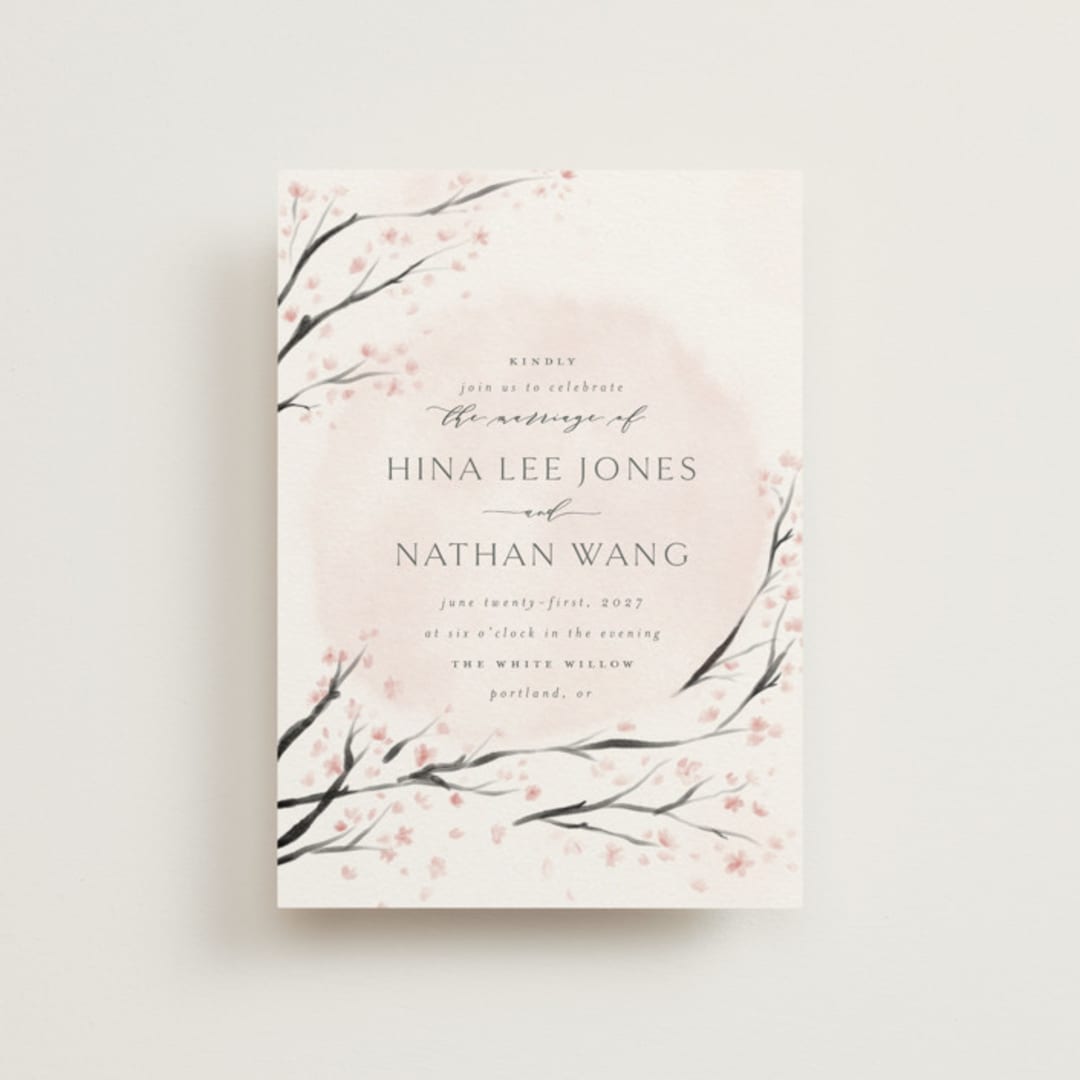 "Cherry Blossoms" - Wedding Invitations in Cherry Blossom by Stephanie Hawkes - Front