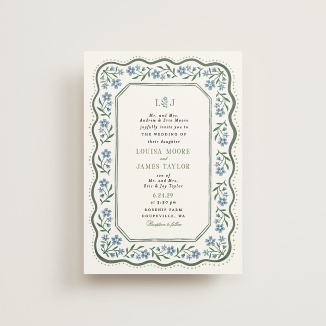 "Sweet Vintage" - Wedding Invitations in Periwinkle by Alethea and Ruth - Front