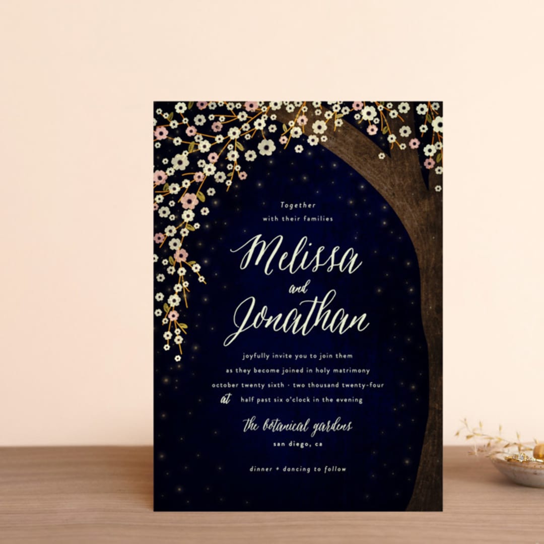 "Outside" - Wedding Invitations in Navy by Rebecca Bowen - Front
