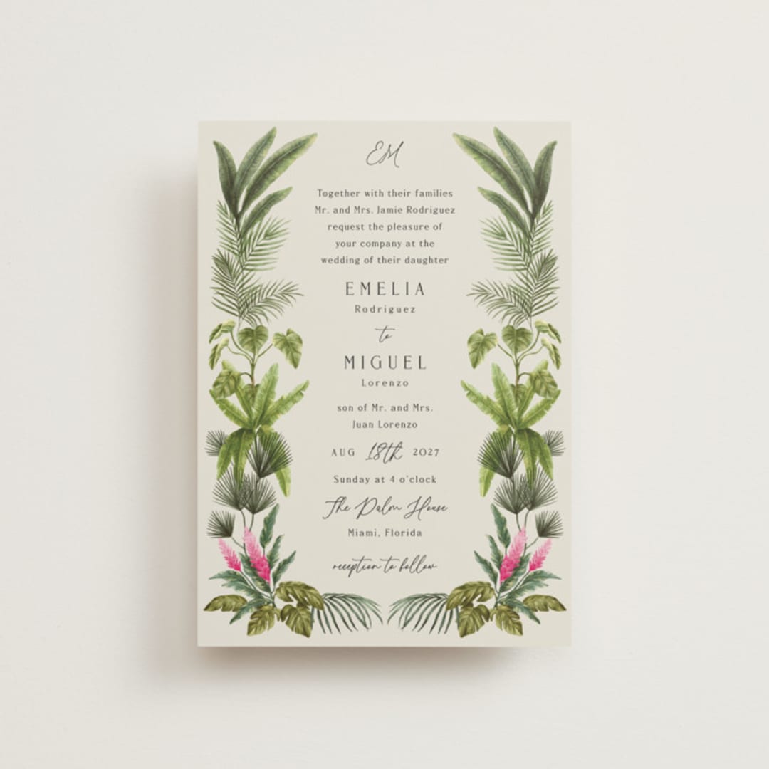 "Tropical garden" - Wedding Invitations in Lime by Elly - Front