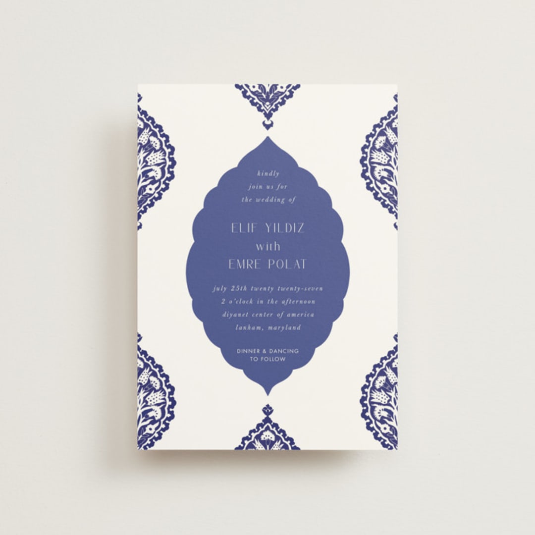 "Topkapi" - Wedding Invitations in Cobalt by Nazia Hyder - Front