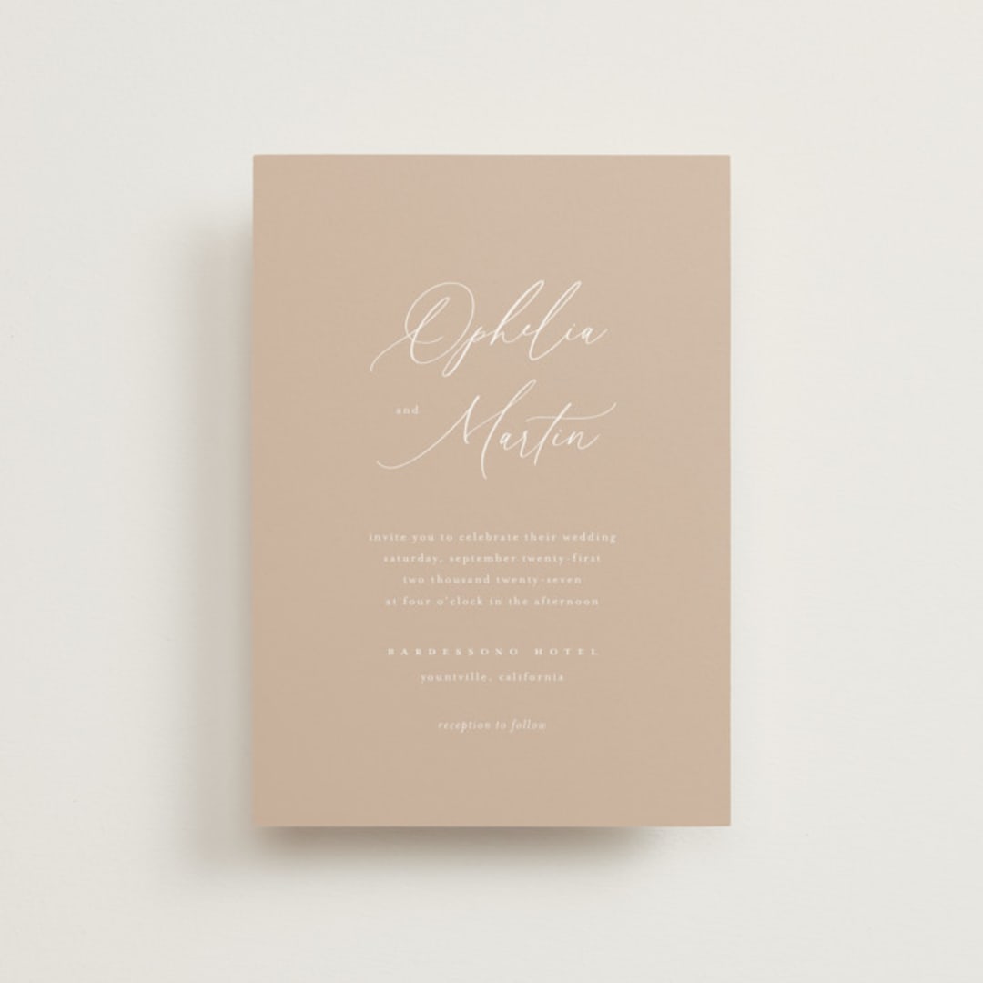 "Ophelia" - Wedding Invitations in Dusty Rose by Kelly Schmidt - Front