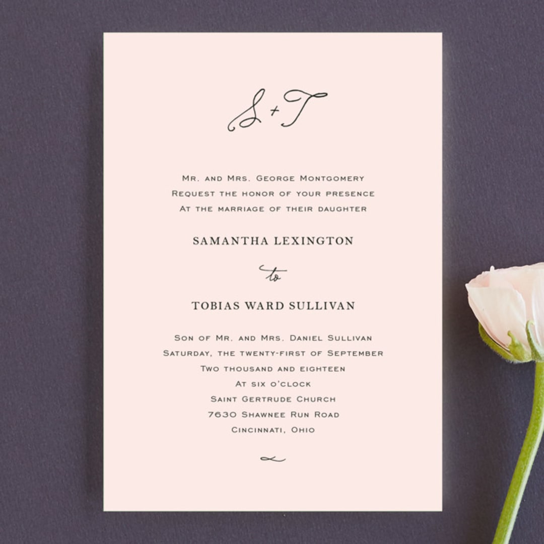 "Estate" - Wedding Invitations in Blush by Kim Dietrich Elam - Front