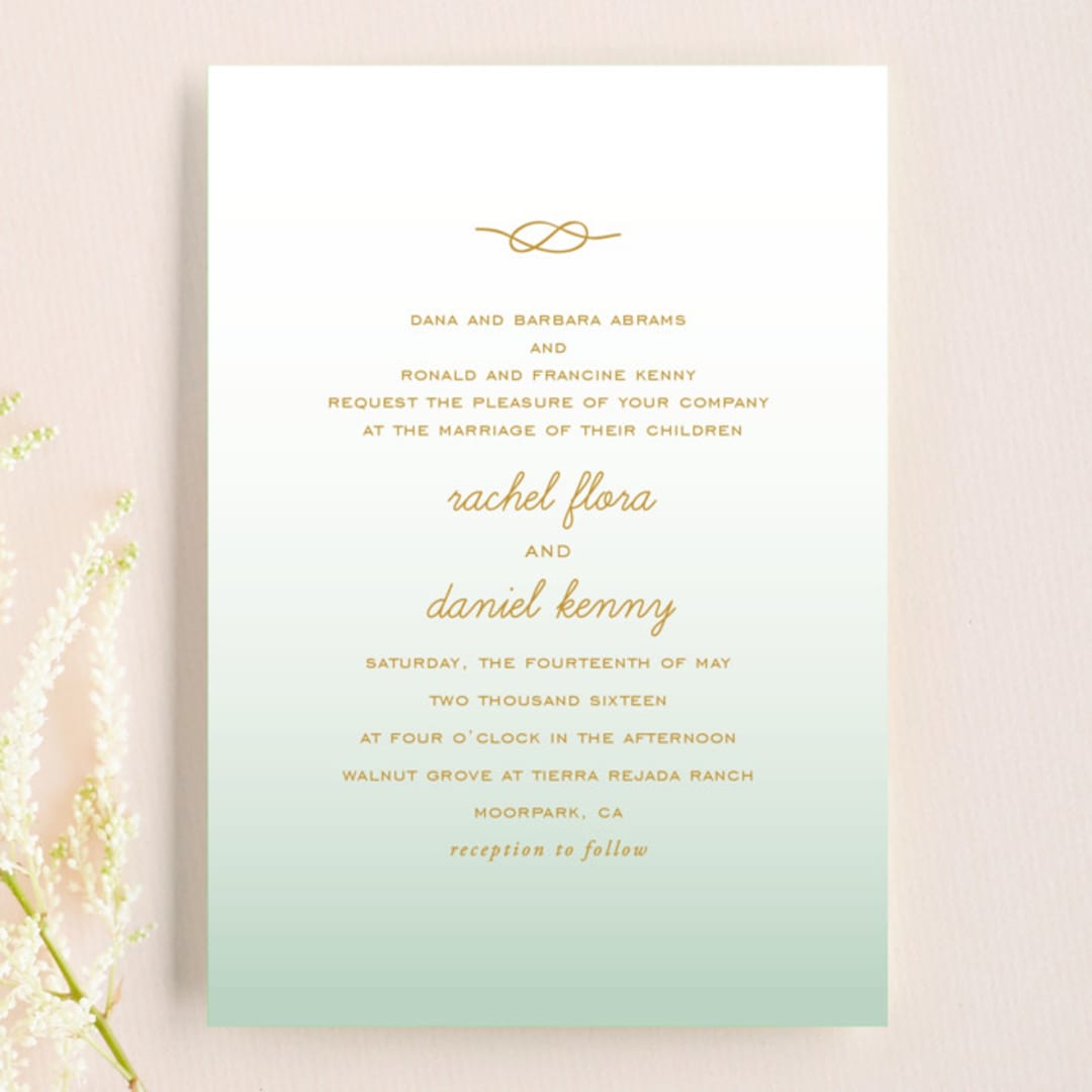 "Simple Knot" - Wedding Invitations in Mint by SimpleTe Design - Front