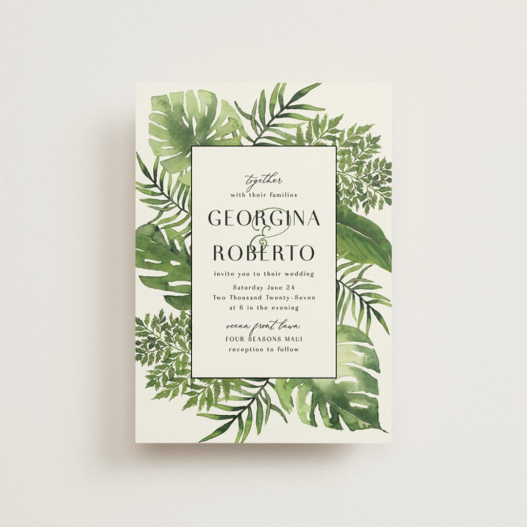 "Tropical Vows" - Wedding Invitations in Jade by Chris Griffith - Front